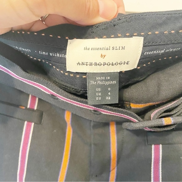 Anthropologie | The Essential Slim Cropped Cotton Blend Trousers With Belt 0 - Picture 5 of 11